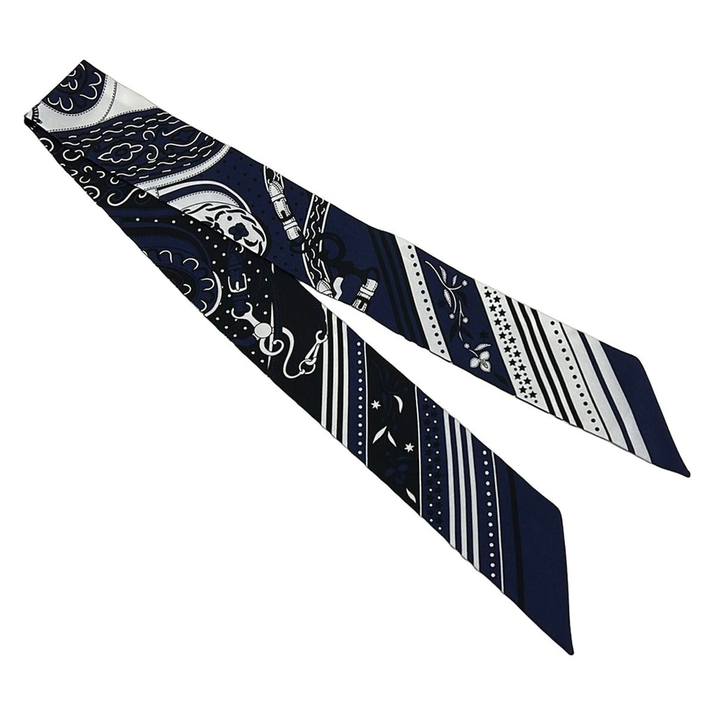 Hermes Scarf Twill Navy White Amazon Festival Silk — view 4