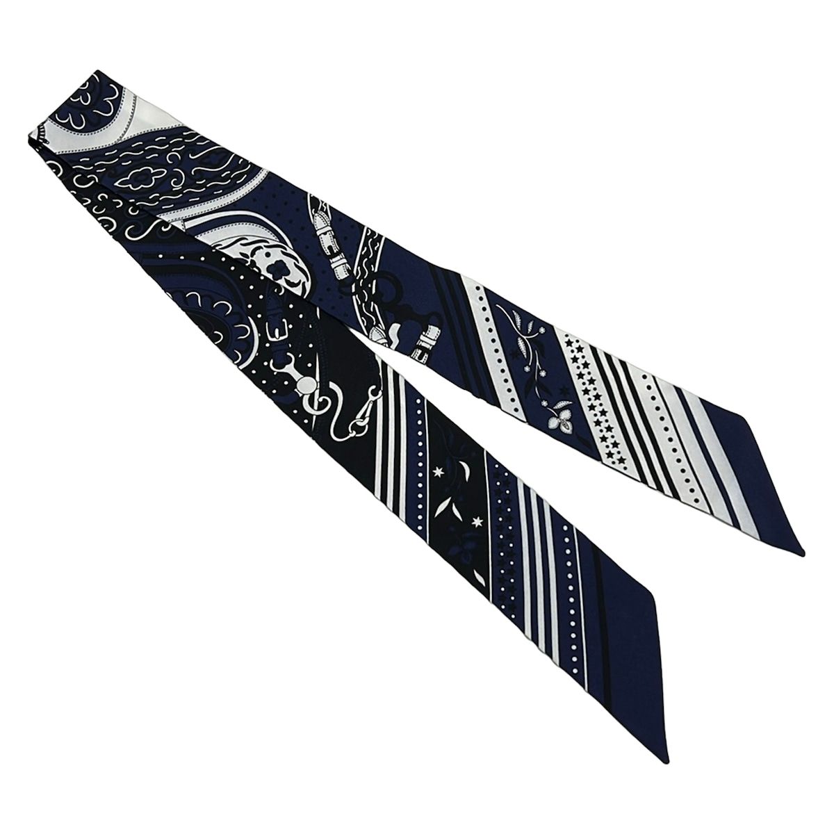 Hermes Scarf Twill Navy White Amazon Festival Silk — view 4