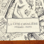 Hermes Shawl Carre Geant 140 Ivory Brown Black la Cite Cavaliere Cashmere Silk — view 2