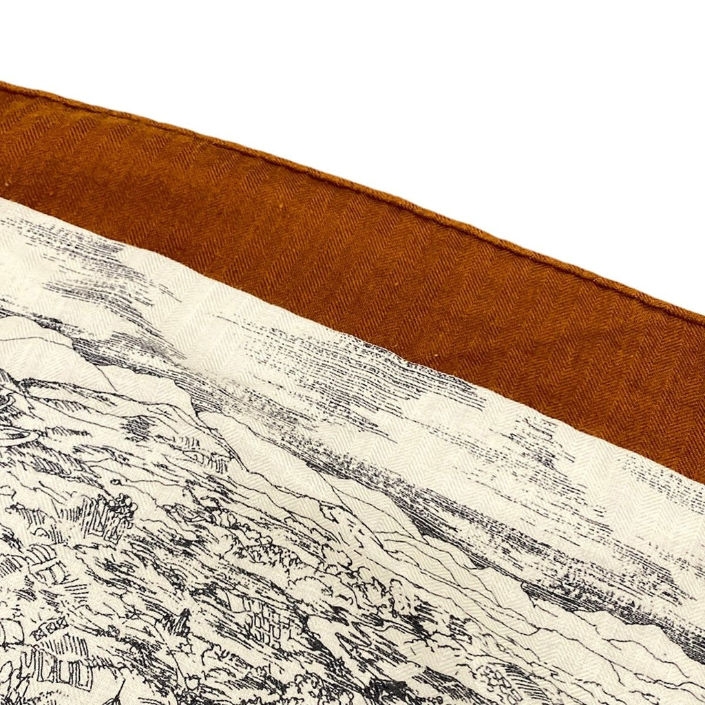 Hermes Shawl Carre Geant 140 Ivory Brown Black la Cite Cavaliere Cashmere Silk — view 5
