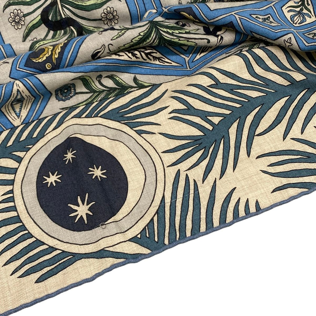 Hermes Shawl Carre Geant 140 Blue Navy Multi la Danse Des Amazones Cashmere — view 6