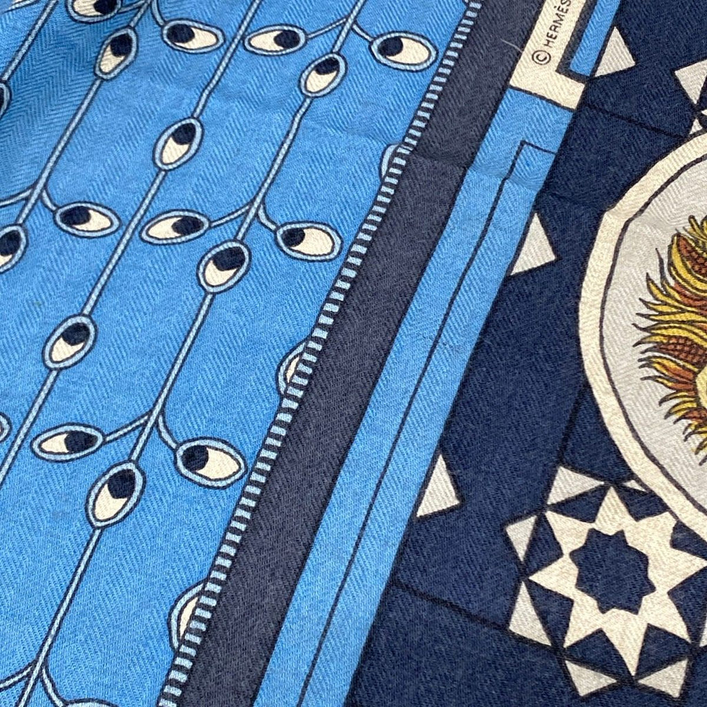 Hermes Shawl Carre Geant 140 Blue Navy Multi la Danse Des Amazones Cashmere — view 5