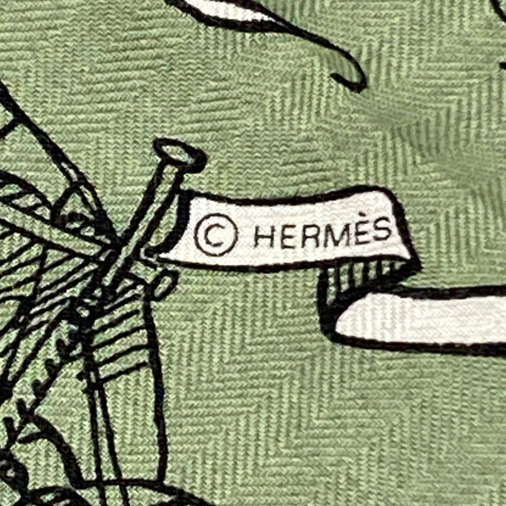 Hermes Shawl Carre Geant 140 Green White Black Tatouages Marins Bandana — view 2