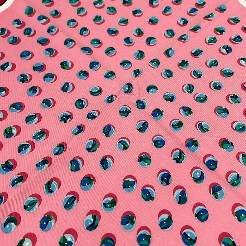 Hermes Scarf Carre 45 Gavroche Pink Red Multi Jeu de Billes Marbles — view 4