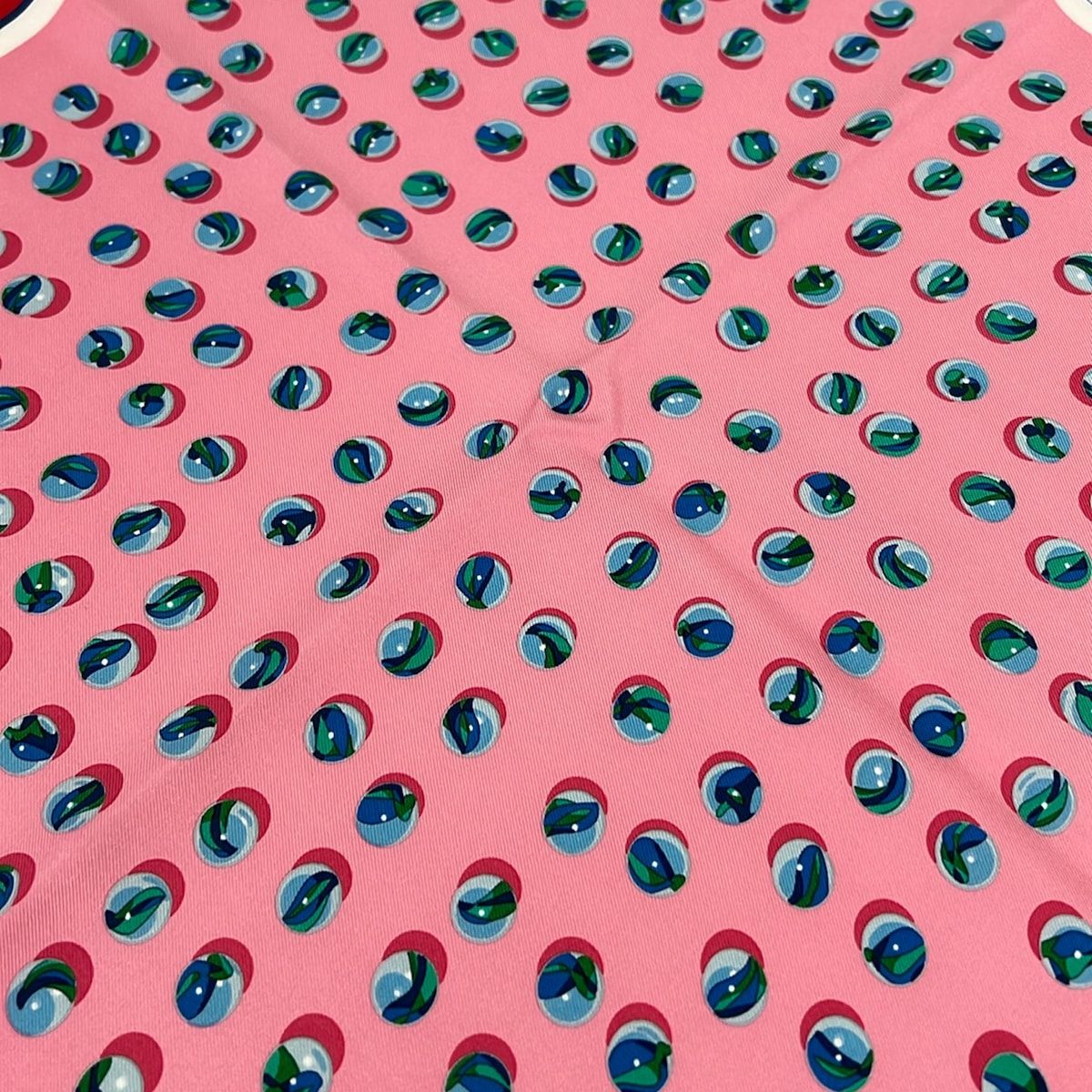 Hermes Scarf Carre 45 Gavroche Pink Red Multi Jeu de Billes Marbles — view 4