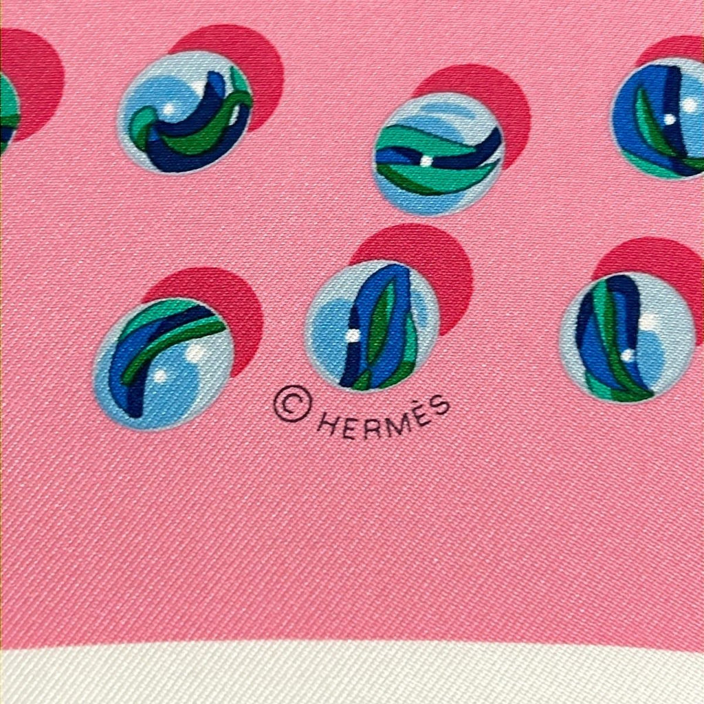 Hermes Scarf Carre 45 Gavroche Pink Red Multi Jeu de Billes Marbles — view 2