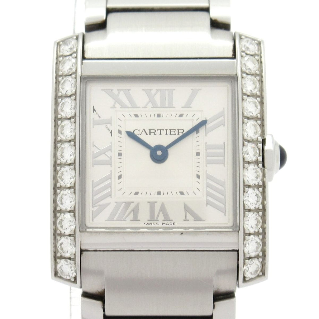 Cartier Watch Tank Francaise SM SS Diamond Bezel Silver