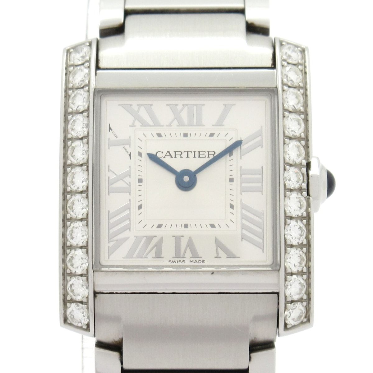 Cartier Watch Tank Francaise SM SS Diamond Bezel Silver