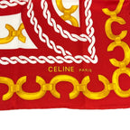 Celine Scarf Red White Gold Chain Logo Silk — view 2