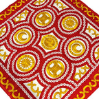 Celine Scarf Red White Gold Chain Logo Silk
