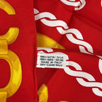 Celine Scarf Red White Gold Chain Logo Silk — view 3