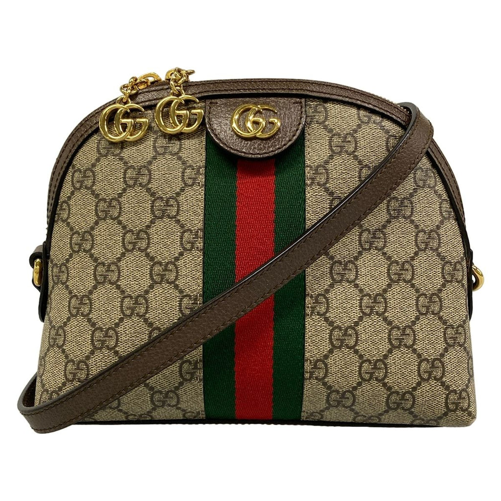 Gucci Shoulder Bag Ophidia Beige Dark Brown Multi Leather