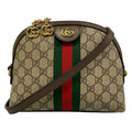 Gucci Shoulder Bag Ophidia Beige Dark Brown Multi Leather