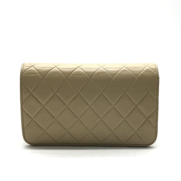 Chanel CC Logo Mini Quilted Lambskin Chain Shoulder Bag Push Lock Beige — view 2