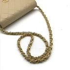Chanel CC Logo Mini Quilted Lambskin Chain Shoulder Bag Push Lock Beige — view 6