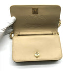 Chanel CC Logo Mini Quilted Lambskin Chain Shoulder Bag Push Lock Beige — view 7