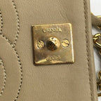 Chanel CC Logo Mini Quilted Lambskin Chain Shoulder Bag Push Lock Beige — view 9