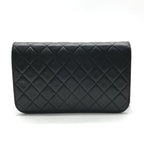 Chanel CC Logo Quilted Chain Shoulder Bag Push Lock Lambskin Leather Black — view 2