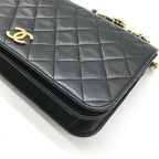 Chanel CC Logo Quilted Chain Shoulder Bag Push Lock Lambskin Leather Black — view 4