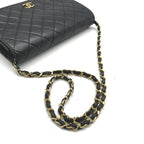 Chanel CC Logo Quilted Chain Shoulder Bag Push Lock Lambskin Leather Black — view 6