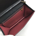 Chanel CC Logo Quilted Chain Shoulder Bag Push Lock Lambskin Leather Black — view 8
