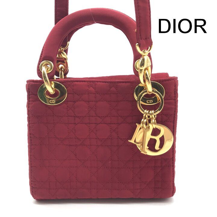 Dior Mini Cannage 2-Way Bag Nylon Red