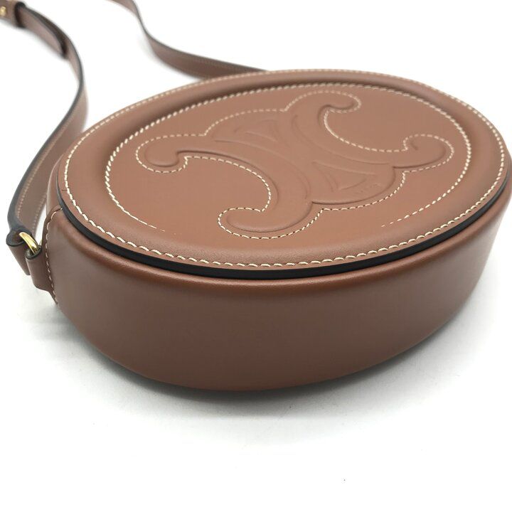 Celine Oval Pass Cuir Triomphe Leather Shoulder Bag Crossbody Brown — view 4