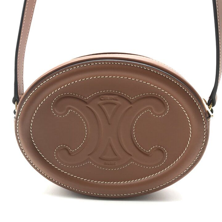 Celine Oval Pass Cuir Triomphe Leather Shoulder Bag Crossbody Brown — view 2