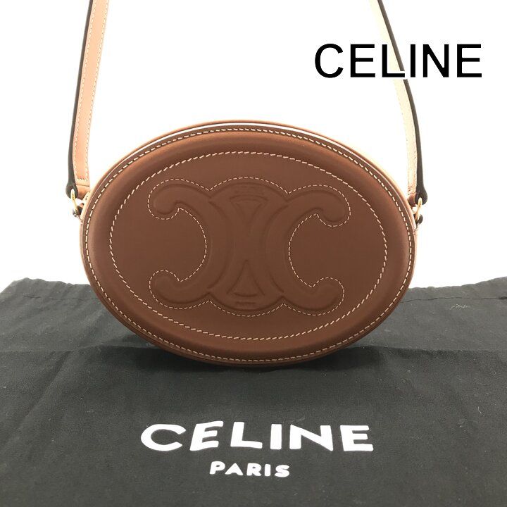 Celine Oval Pass Cuir Triomphe Leather Shoulder Bag Crossbody Brown