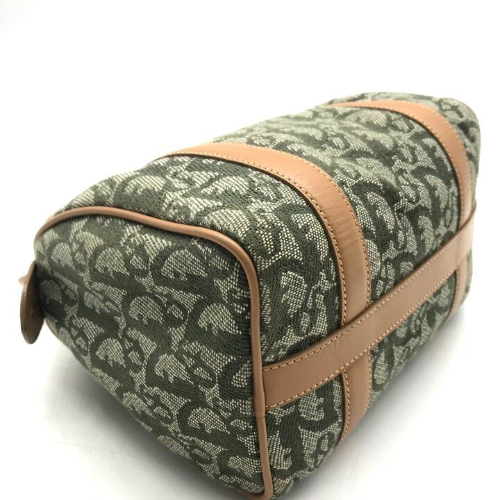 Dior Trotter Mini Boston Hand Bag Green Canvas Leather — view 4