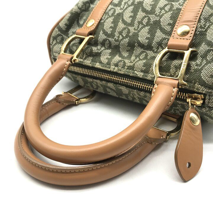 Dior Trotter Mini Boston Hand Bag Green Canvas Leather — view 6