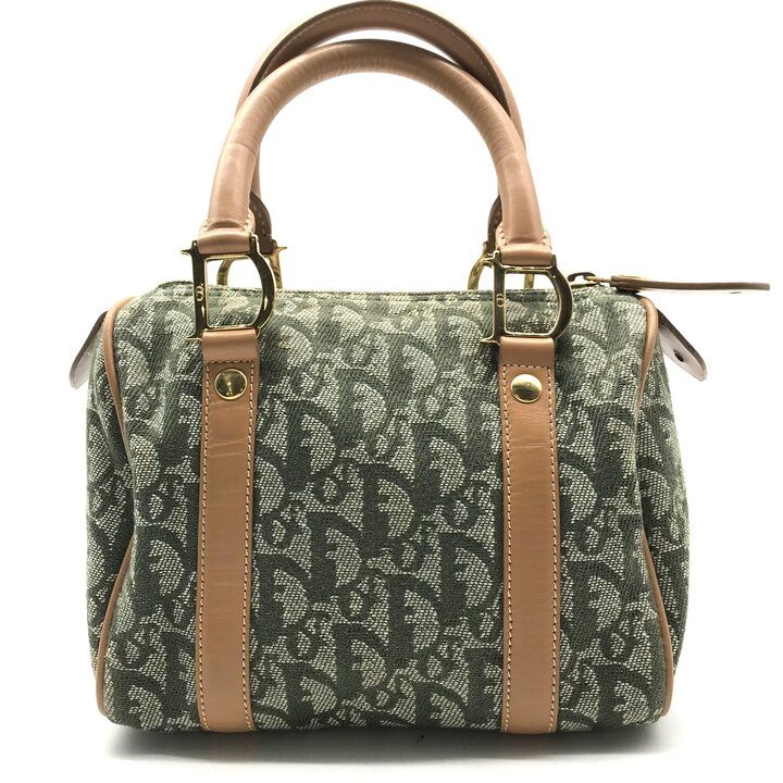 Dior Trotter Mini Boston Hand Bag Green Canvas Leather — view 2