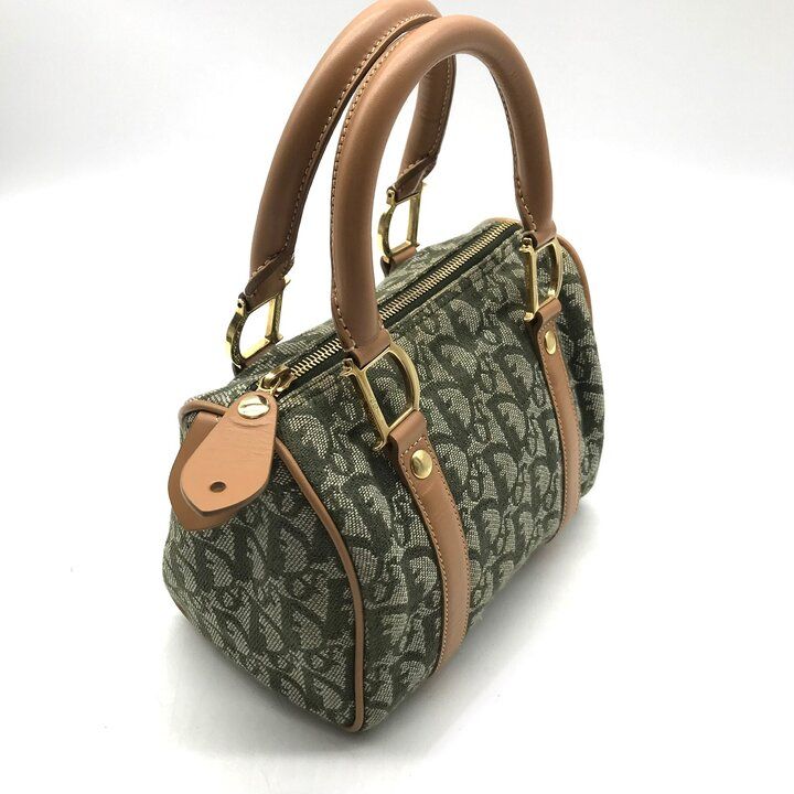 Dior Trotter Mini Boston Hand Bag Green Canvas Leather — view 7