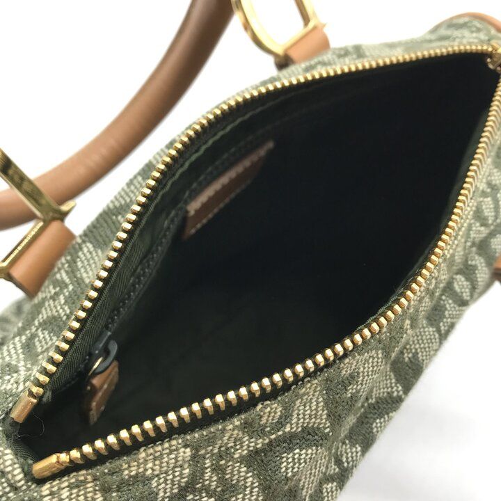 Dior Trotter Mini Boston Hand Bag Green Canvas Leather — view 8
