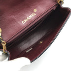Chanel CC Logo Chain Shoulder Bag Lambskin Leather Turnlock Black — view 8