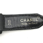Chanel Logo Plate Gold Vintage Leather Chain Belt Black — view 5