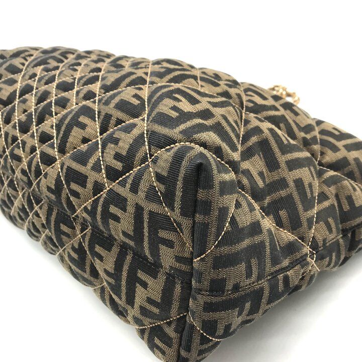 Fendi Zucca Canvas Leather Quilted Tote Brown — view 5