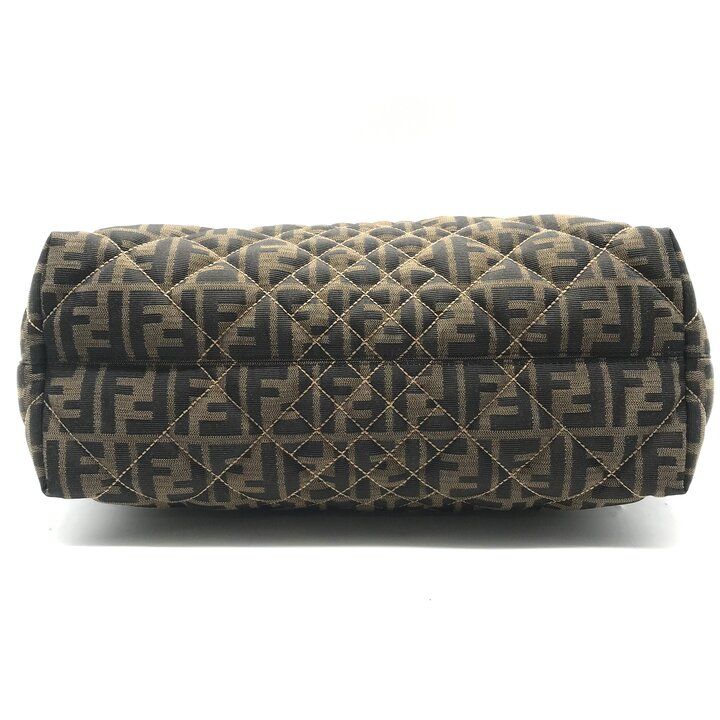 Fendi Zucca Canvas Leather Quilted Tote Brown — view 3