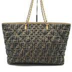 Fendi Zucca Canvas Leather Quilted Tote Brown — view 2
