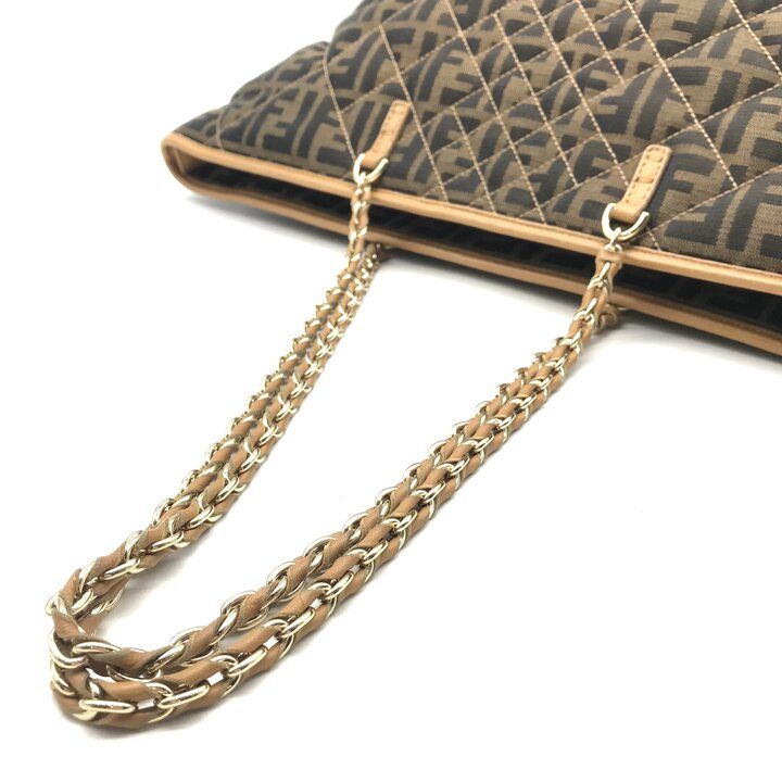 Fendi Zucca Canvas Leather Quilted Tote Brown — view 6