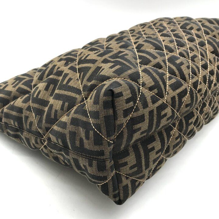 Fendi Zucca Canvas Leather Quilted Tote Brown — view 4