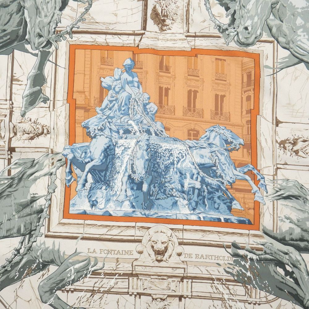 Hermes la Fontaine de Bartholdi Fountain Scarf Carre 90 — view 2