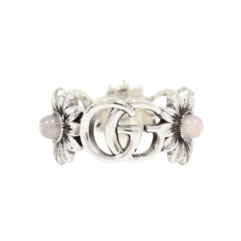 Gucci Polished Double Mother of Pearl Ring Silver