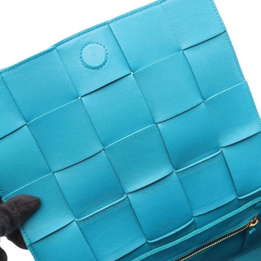 Bottega Veneta Shoulder Bag Cassette Crossbody Maxi Intrecciato Turquoiseblue — view 5