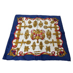 Hermes Carre 45 Ferronnerie Ironwork Silk Scarf Blue White