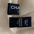 Chanel Pearl CC Logo Cashmere Large Shawl Ivory Scarf — view 4