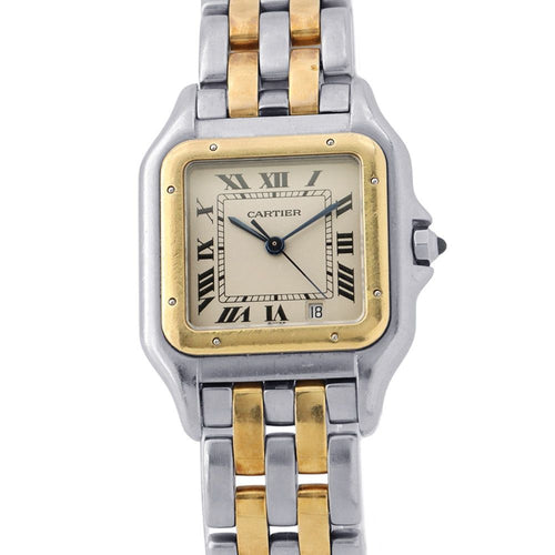 Cartier Panthere MM 2 Row Watch Ivory Dial Quartz Vintage