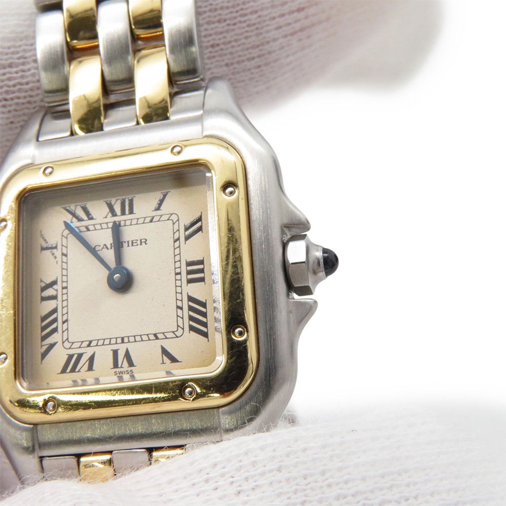 Cartier Panthere MM 2 Row SS 18k Yellow Gold Watch Quartz Ivory Dial — view 4