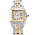 Cartier Panthere MM 2 Row SS 18k Yellow Gold Watch Quartz Ivory Dial