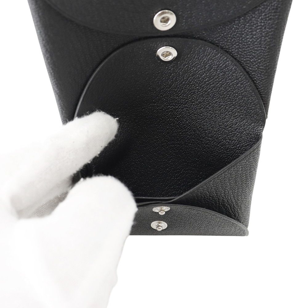 Hermes Coin Case Calvi Duo Black Silver Chevre Misor — view 5